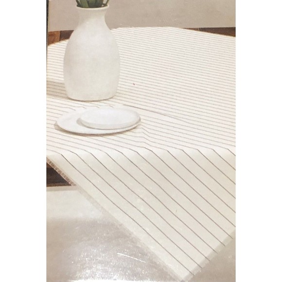 Striped table throw 40inX40in White & Black Band New - Picture 1 of 4
